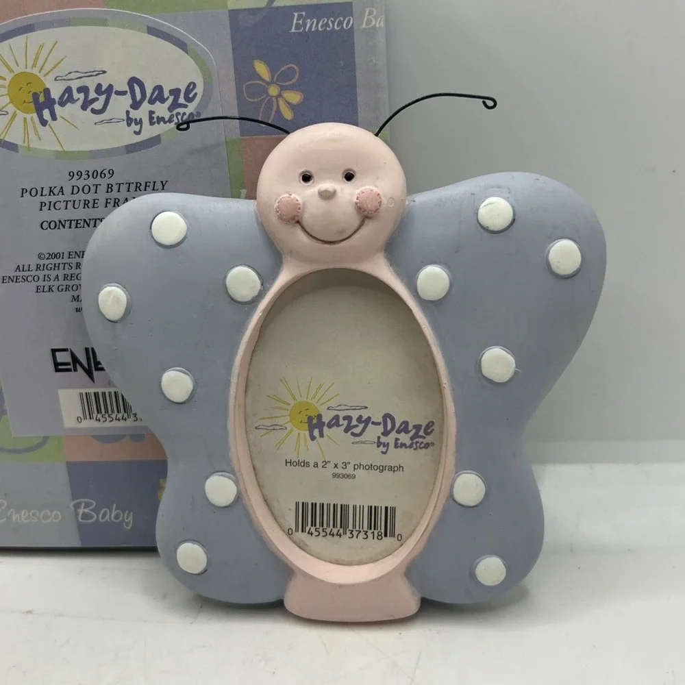 New Enesco Polka Dot Butterfly‎ Picture Frame Baby Nursery  Decor